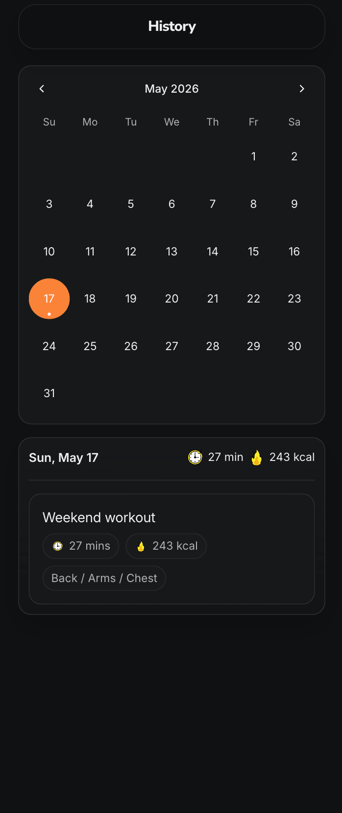 Gym Tracker exercise discovery screen