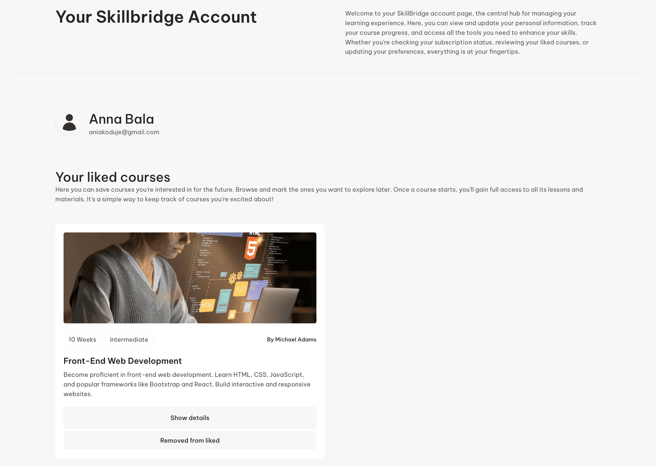 Skillbridge account screen